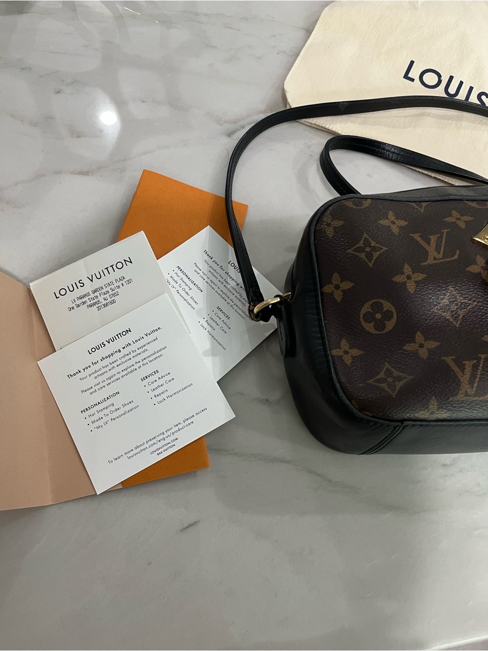 Louis Vuitton Monogram Santoinge Canvas Crossbody Bag in Brown with Black Trim - Picture 3 of 10